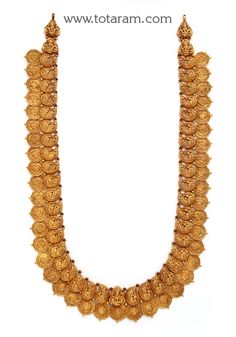 22 Karat Gold "Lakshmi Kasu -  Mango - Peacock" Long Necklace with Beads (Temple Jewellery) - 235-GN4428 - in 84.400 Grams for USD $6686.19. 
Made in India by Totaram Jewelers Online this product is in Gold - 22 Karat BIS Hallmark 916 KDM Gold  & is an excellent gift for Adult - Women. Ships fully insured with secured guaranteed delivery for free with your order over $250 from New Jersey USA & comes with 30 days exchange policy. Luxury 22k Gold Temple Necklace With Cutdana, Luxury Gold-plated Necklaces For Puja, Luxury Gold Temple Necklace With Peacock Design, Luxury Temple Necklace With Peacock Design, 22k Gold Necklace, Necklace With Beads, Temple Jewelry Necklace, Gold Temple Jewellery, 22k Gold Jewelry