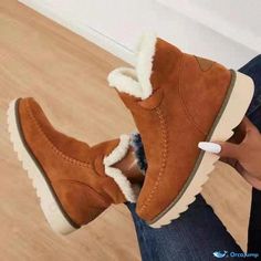 Orcajump - Winter Thick-soled Cotton Boots - Solid Color Slip-on Warm Ankle Boots Suede Shoes, Heel Height, Ankle Boots, Slip On, Solid Color, Boots, Heels, Color