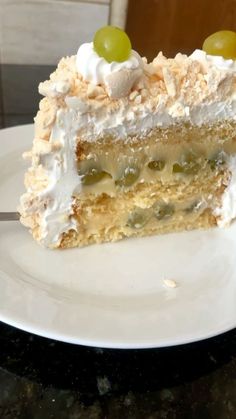 a piece of cake sitting on top of a white plate