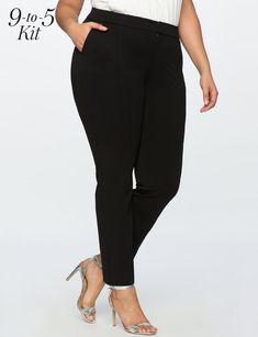 9-to-5 Stretch Work Pant from eloquii.com Proper Attire, Plus Size Workwear, Plus Size Tips, Work Pants Women, Plus Sized, Slim Leg Pants, Plus Size Pants, Fabric Medium, Sell Out