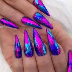 Foil Nail Designs, Nailart Glitter, Shiny Nails Designs, Classy Nail Art, Classy Nail, Foil Nail Art, Purple Nail Art, Purple Nail Designs, Purple Nail