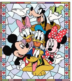 the mickey mouse and friends are depicted in this cross - stitch pattern from disney's stained glass window