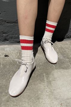 Bold stripe edition of Her Socks in Mercerized Combed Cotton. The perfect height, knit rib socks. Materials: 80% Cotton, 18% Poly, 2% spandex Care: Machine wash cold; tumble dry low; do not iron; do not bleach Size Info: One size fits most (US Women's Size 6-10) Size Guide | Shipping Policy Aesthetic Socks, Women Crew Socks, Doc Marten Oxford, Bold Stripes, Ladies Boutique, Ottawa, Girls Shopping, Vintage Denim, Combed Cotton