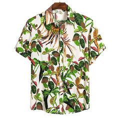 Season:Spring  Summer,Summer; Fabric:95% Cotton; Sleeve Length:Short Sleeve; Look After Me:Hand wash,Washable; Gender:Men's; Style:Stylish,Casual,Streetwear; Elasticity:Micro-elastic; Tops Type:Shirt,Casual Shirt,Summer Hawaiian Shirt,Button Up Shirt,Beach Shirt,Summer Shirt; Occasion:Going out,Outdoor; Pattern:Flower / Plants; Design:Print; Neckline:Shirt Collar; Front page:FF; Listing Date:03/08/2023; Bust:; Hips:null; Length:; Length [Bottom]:null; Shoulder Width:; Sleeve:; Waist:null; Fit US Mens Beach Shirts, Chiffon Dresses, Light Blue Shorts, Leaves Print, Short Sleeve Pattern, Hawaiian Print, Mens Hawaiian Shirts, Mens Fashion Summer, Beach Shirts