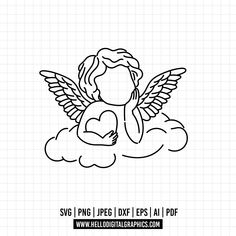 Angel Clipart, Angel Clouds, Cloud Stencil, Web Graphic Design, Cute Coloring Pages, School Projects, Market Design, Crafts To Make, Art Images