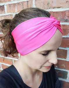 "A practical and cute headband! These bands are great at holding all those pesky little \"fly away\" hairs down, while looking stylish and fun. This headband is cut to be approximately 4\" wide and has a circumference of 18-19\".  Headbands are made with performance athletic fabric. The material is soft and stretches to fit different head shapes and sizes. Headbands can be worn multiple ways: Put the twist in the back (allowing more coverage to hold hair back in the front), or with the twist in the front for a more narrow and cute look. They can also be worn to cover the ears in cooler weather. (Care Instructions) Hand wash in cold water and lay flat to air dry. All items are made in my home, and I do have 2 cats in my home." Casual Elastic Band Headband, Casual Elastic Headband, Casual Elastic Bandeau Headband, Trendy Stretch Headband With Elastic Band, Trendy Stretch Bandeau Headband, Trendy Cotton Sweatband Headband, Adjustable Bandeau Headband For Spring, Cute Adjustable Headband, Trendy Bandeau Headband, One Size Fits Most