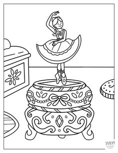 Pretty ballerina music box. All coloring pages are free to download. You can color on paper, or digitally in Procreate. Ballerina coloring pages are perfect for kids and adults who love cute coloring pages! Coloring Sheets