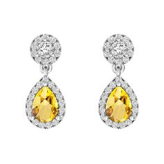 Pear Citrine and White Topaz Gemstones create a beautiful gift for her. The Earrings features Round White Topaz. Crafted in Silver. Pear-shaped Gemstone Wedding Jewelry, Yellow Fine Jewelry Earrings With Gemstone Accents, Yellow Gemstone Earrings For Wedding, Yellow Citrine Earrings For Wedding, Fine Jewelry Topaz Earrings For Wedding, Yellow Teardrop Earrings For Wedding, Citrine Fine Jewelry Earrings For Wedding, Fine Jewelry Citrine Earrings For Wedding, Teardrop Citrine Earrings For Anniversary