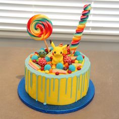 a birthday cake decorated with candy and candies