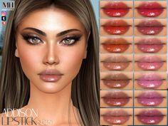 Lip gloss in 16 colors - HQ Compatible. Preview - CAS thumbnail  Model and CC list can be found on my Patreon. Enjoy!