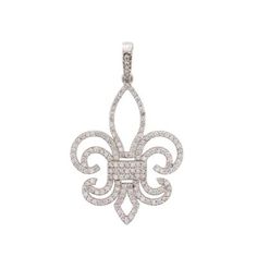 The Fleur De Lis Cutout Diamond Pendant is a beautiful and elegant piece of jewelry that is sure to add a touch of sophistication to any outfit. Made from 14K white gold, this pendant is both durable and stylish. It features a round diamond side stone that weighs 0.69ct, adding a touch of sparkle and shine to the piece Poison Ring, Sparkle And Shine, Diamond Pendant, Matching Earrings, Round Diamond, Round Diamonds, Sparkle, White Gold, Stone