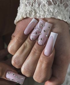 Retro Nails, Vintage Nails, Basic Nails, Acrylic Nails Coffin Pink, Pearl Nails, Fire Nails, Pretty Acrylic Nails