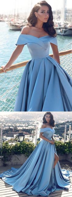 Baby Blue Off-the-Shoulder Evening Prom Dress On Sale. Party Dress, Formal Wear 2018. Extra 10% OFF. Shop @27dress.com Today Blue Satin Ball Gown For Prom, Blue Satin Prom Ball Gown, Blue Floor-length Satin Dress For Wedding, Blue Satin Ball Gown For Debutante Ball, Blue Satin Floor-length Ball Gown, Blue Evening Dress With Satin Finish For Weddings, Blue Satin Gown For Banquet, Blue Satin Finish Evening Dress For Wedding, Blue Floor-length Satin Dress