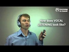 a man wearing headphones and holding a cell phone with the words how does vocal listening look like?