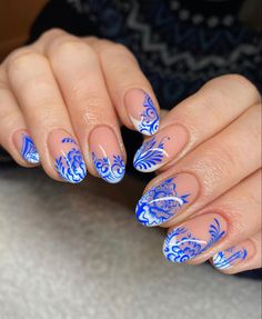 Navy Blue Nails Gel, Blue Nails Art, Summer Blue Nails, Nail Art Bleu, Nail Stamping Designs, China Nails, Nail Art Designs Diy, Nails Blue, Summer Blue