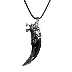 PRICES MAY VARY. Design Style :Personalized artificial wolf tooth dog pendant necklace, retro dark punk style, tribal man domineering retro necklace, showing men's masculine strength, full of charm. Material: Alloy .Non-toxic, harmless, lightweight, not easy to slip off, long-term and skin contact is not allergic. Size: Pendant Length: 5 cm, Weight: 14 g;Chain Length: 60 cm,Weight: 4.63 g. Use Occasion : As a gifts for women - Perfect Anniversary gift or Birthday gift for Mom, daughter, Granddau Leather Necklace Women, Wolf Tooth Necklace, Dinner Party Birthday, Wolf Totem, Wolf Tooth, Prom Dinner, Wolf Animal, Dark Punk, Tooth Pendant