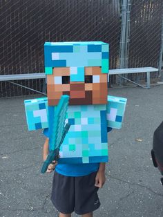 Minecraft Diamond Steve Costume 2015 Minecraft Costume Diy, Minecraft Halloween Costume, Steve Costume, Diy Minecraft Birthday Party, Minecraft Halloween, Minecraft Diamond, Minecraft Costumes, Halloween Party Drinks, Party City Costumes