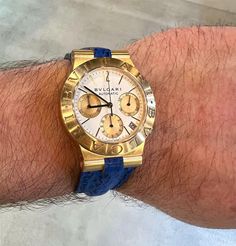 BULGARI 18K GOLD DIAGONO AUTOMATIC CHRONOGRAPH MEN'S WATCH Designer Yellow Gold Chronograph Watch, Bvlgari Watch, Gold Man, Ceramic Watch, Genuine Love, Black Watch, Three Color, Men's Watch, Gold Watch