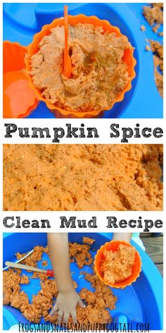 pumpkin spice clean mud recipe for toddlers to use in the fall and halloween season