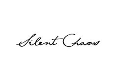 the word silentt chaos written in cursive writing on a white background with black ink