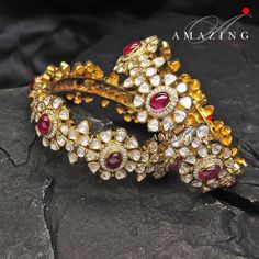 Silver Moissanite Polki Hydro Ruby Bangles,925 Silver Bangle, Bridal Polki Bangle ,Indian Traditional Bangles,Wedding Jewelry, Bridal Jewel Material : Silver Gemstone: Moissanite , Ruby cabs Stones Stone colour: Uncut polki Primary colour: Gold Bangle : Spring Bangle (expandable) Spiral Free Size Bangle Silver Intricate, hand crafted, Pure Silver Moissanite Polki Bangles, studded with high quality Enamel Bangles , made in 92.5 silver with 22ct gold plating. Product comes with 92.5 silver hallmar Polki Bangles, Suits Outfits, Ruby Bangles, Bridal Jewels, Jewellery Bridal, Stone Colour