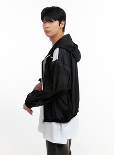 Product Detail Style : Street Occasion : Back to school Type : Men Detail : Zip up, Hood, See-through Material : Polyester, Mesh Sleeve : Sleeveless Neck : Hood Fit : Loose fit Polyester100 Color : Black, Blue, Gray Made in Korea Model Size Model is wearing size M/L and the color Black. Height : 6'0" | 184cm / Top : L / Bottom : XL (32 inch) .prddescription table, .prddescription td, .prddescription th { border : 1px solid black; border-collapse : collapse; padding: 10px; } Size(Inch) Size Shoul Black Windbreaker With Double-lined Hood, Stretch Long Sleeve Track Jacket For Streetwear, Black Hip Hop Hooded Jacket With Adjustable Hood, Hip Hop Style Black Long Sleeve Windbreaker, Casual Black Windbreaker With Detachable Hood, Black Hip Hop Hooded Jacket For Outdoor, Black Hip Hop Windbreaker With Long Sleeves, Hip Hop Black Hooded Jacket For Outdoor, Casual Black Hooded Windbreaker