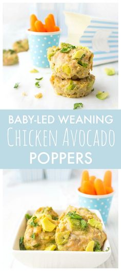 baby - led weaning chicken avocado poppers with carrots and celery