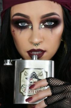 Red And Black Pirate Makeup, Undead Pirate Makeup, Halloween Pirate Makeup Women, Goth Pirate Makeup, Pirate Cosplay Makeup, Lady Pirate Makeup, Pirate Inspired Makeup, Women Pirate Makeup