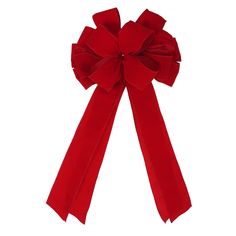 a large red bow on a white background