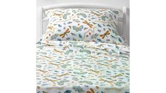 an image of a bed set with dragonflies on it's sheets and pillowcases