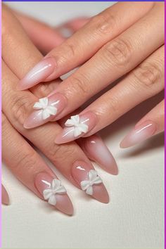 Treat yourself to a fabulous manicure adorned with cute bows. #nailart #bow #nailinspiration #bownails #coquette #coquettenails Nail Designs With Bows, Princess Nail Designs, Bow Nail Designs, Aesthetic Bow, Soft Pink Nails, Coquette Nails, Bow Nails, Bows Coquette