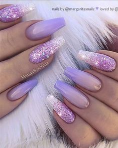 Nails Champagne, Coffin Art, Nails Grunge, Acrylic Coffin Nails, Nails Ballerina, Purple Ombre Nails, Nails Rose, Nails With Glitter, Mauve Nails