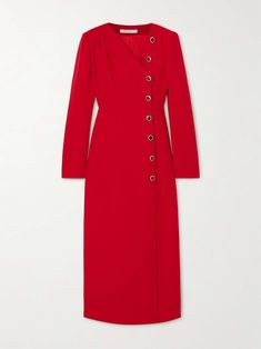 Wool Crepe Dress, Net A Porter Winter, Royal Outfit, Crepe Midi Dress, Free Skincare, Wool Crepe, Dress Royal, Alessandra Rich, Royal Outfits