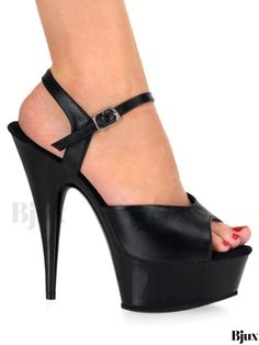 Bjux - Womens Platform Leather Peep Toe High Heel Sandals - Elegant Black Pole Dance Shoes with Buckle Detail - Exuding Style and Sensuality Leather Platform Sandals, Peep Toe Shoes, Peep Toe Sandals, Platform High Heels, Black Platform, Pole Dance, Black High Heels, Toe Sandals, Pole Dancing