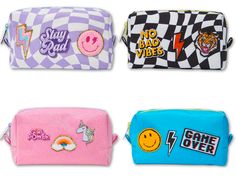 Keeping organized is the first step toward success in school or at home. Our LC zip pouch is available in multiple hues and prints and has a fun pop lining and zipper on each pouch! This pouch makes the perfect pencil case, makeup bag and organizer. Pick a TOTAL of 3 patches for your pouch : ) Details Polycanvas with wipeable nylon lining Zip Top Each patch is stitched on to the pouch Trendy School Bags With Pen Slots, Back To School Pouch With Zipper Closure, Trendy Rectangular Cosmetic Bag For School, Trendy Cosmetic Bag For Back To School, Trendy Pencil Cosmetic Bag For School, Trendy Rectangular Cosmetic Bag For Back To School, Trendy Pencil Cosmetic Bag For Back To School, Trendy Stationery With Pen Slots For School, Trendy School Stationery With Pen Slots