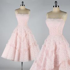 Dinner Dress Ideas, Vintage Tulle Dress, Pink Vintage Dress, Emma Domb, 1950s Outfits, Vestidos Vintage