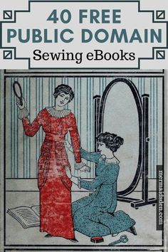 an old book cover with a woman in red and blue sitting on the floor next to a mirror