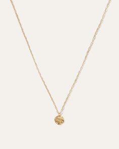 A chic classic that’s simple yet stylish, our Textured Coin Necklace is an everyday must-have whether you’re shopping for yourself or for a gift. Crafted in 100% recycled 18k gold vermeil and then hammered for a shimmered effect, it’s understated elegance that’s designed to last. Gold vermeil is sterling silver layered with a thick layer of 18k gold, which is much higher quality than standard gold plating. Classic Gold Necklace, Bridesmaids Accessories, Simple Gold Necklace, Pink Copper, School Vibes, Gold Necklace Simple, Europe Outfits, Minimal Necklace, Solid Gold Necklace