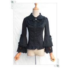 Bell-Sleeve Collared Lace Trim Blouse Size S M L XL Bust Waist 82-94 68-78 86-98 72-82 90-102 76-86 94-106 80-90 measurement is cm.Product Information Material: Cellulose Acetate, Chiffon Color: Black Wash care: Hand Wash Lace Trim Blouse, Style Kawaii, Cellulose Acetate, New Instagram, Kawaii Fashion, Bell Sleeve, Lace Trim, Bell Sleeves, Dress Shoes