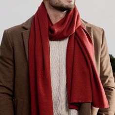 This eco-friendly men’s scarf acts as the perfect protection against harsh elements. Sustainable, thanks to the 100% recycled cotton construction. Wrap this scarf around your neck in many ways for a splash of colour as you keep warm throughout your day. Designed in Denmark. Comes in recycled packaging. Red Scarf Men, Mens Winter Scarf, Tie A Necktie, Men's Scarves, Cashmere Outfits, Men's Scarf, Scarf Outfit, Red Scarf, Fall Scarves