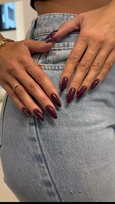 Almond redwine nail inspiration for winter and fall #red #wine #nail #instagram #inspiration #winter Almond Winter Nails, Almond Fall Nails, Fall Almond Nails, Nail Instagram, Wine Nails, Milky Nails, November Nails, Fall Acrylic Nails