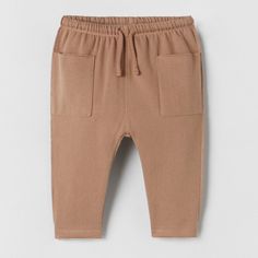 Brand New With Tags Zara Kids Plush Pocketed Pants Size 6-9 Months Zara Brown Bottoms With Pockets, Zara Brown Pants With Pockets, Brown Cotton Bottoms By Zara, Zara Brown Cotton Bottoms, Light Blue Leggings, Zara Leggings, Zara Summer, H&m Baby