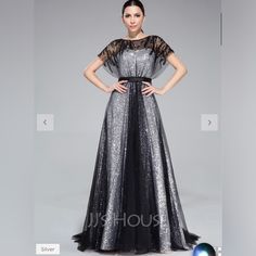 Sliver Total Sequined Evening Dress Luxury Gray Dresses For Festive Occasions, Silver Dress Formal Modest, Cheap Metallic Evening Dresses, Paisley Stencil, Jersey Evening Dress, Ruffle Beading, Colorful Dresses Formal, Tulle Evening Dress, Cheap Evening Dresses