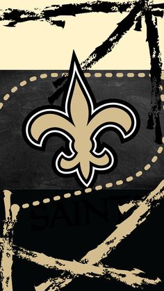 the new orleans saints logo painted on a black and white background with grungy paint