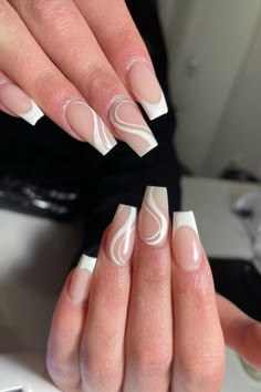 Ballerina Nails Designs, Short Coffin Nails Designs, Nail Art French, French Tip Nail Designs, Short Coffin Nails, Basic Nails, French Tip Acrylic Nails