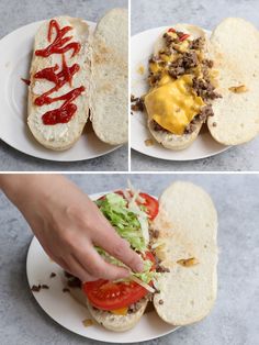 the process of making a cheeseburger sandwich