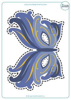 a blue and yellow flower cut out from paper