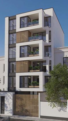 an artist's rendering of a modern apartment building