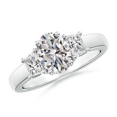 three stone diamond engagement ring in white gold