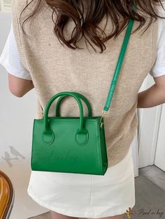 Bird in Bag - Minimalistic Faux Leather Square Purse Elegant Solid Color Faux Leather Bag, Spring Rectangular Faux Leather Bag, Chic Solid Color Bags For Spring, Chic Solid Color Spring Bags, Trendy Solid Color Spring Bags, Chic Faux Leather Bags For Spring, Classic Green Bag For Spring, Classic Green Bags For Spring, Chic Faux Leather Shoulder Bag For Spring